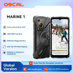 Oscal MARINE 1 Smartphone para exteriores Pantalla HD + de 6,56 pulgadas Unisoc T615 Android 15 Teléfono resistente 4GB + 128GB, 5100mAh, Teléfono móvil NFC
