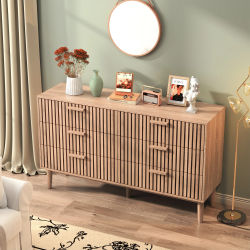 Cómoda de ratán, mesita de noche moderna con 6 cajones, mueble multiusos para dormitorio y sala de estar, 100x80x35cm