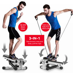 Mini máquina de step hidráulica con bandas de resistencia y monitor LCD, equipo de entrenamiento cardiovascular para todo el cuerpo, escaladora silenciosa para el hogar para tonificar piernas, glúteos