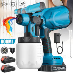 Pistola pulverizadora eléctrica de 800ML, pulverizador de pintura inalámbrico portátil, aerógrafo para revestimiento de acero y muebles, Compatible con batería Makita de 18V