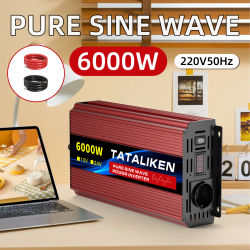 Inversor de Onda Sinusoidal Pura de 6000W/8000W, Enchufe Estándar Europeo con Monitor en Tiempo Real y Ventilador con Control de Temperatura Automático, Convertidor de Alta Resistencia de 12V a