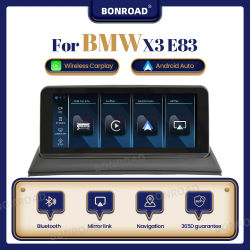 BONROAD 10,25 ''reproductor Multimedia inalámbrico CarPlay Radio de coche para BMW X3 E83 con Android auto Bluetooth GPS pantalla táctil