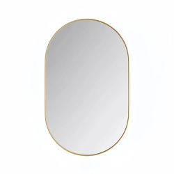 Mueble con espejo ovalado para instalación o montaje en pared, con estantes ajustables, 85x51,5x12 cm, Dorado