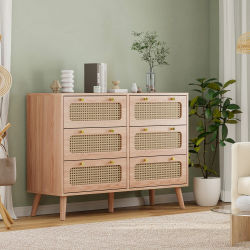 Cómoda Comanlai con 6 Cajones, Mueble de Madera con Cajones, Cómoda Moderna, Mueble de Almacenamiento para Dormitorio, Sala de Estar