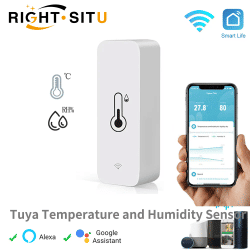 Sensor Inteligente de Temperatura y Humedad Tuya, Monitor Remoto por WiFi para Hogar Inteligente, Compatible con SmartLife, Alexa y Asistente de Google