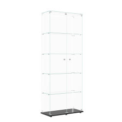 Vitrina de cristal, mueble de almacenamiento de cinco niveles, puertas dobles con cerradura y luces LED