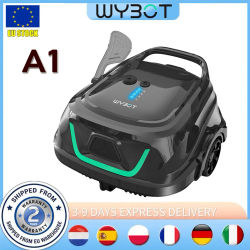 Robot aspirador inalámbrico para piscinas WYBOT A1, para piscinas de fondo plano de hasta 100 m², 120 minutos de autonomía, batería de 2600 mAh, succión de 2140 GPH, motor de doble cepillo, limpieza