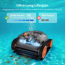 Limpiador Robótico Inalámbrico para Piscinas, Aspiradora Automática para Piscinas, Limpieza de Líneas de Agua y Paredes, Navegación Inteligente, Motor sin Escobillas, 180 Minutos de Autonomía, Robot