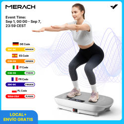 MERACH Plataforma Vibratoria,Plaque Vibrante Oscillante,Altavoz Bluetooth, Pantalla LCD,con 10 niveles de selección de velocidad de vibración,Plataforma Vibración Muscular para Hacer Ejercicio en Casa