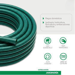 Manguera de Jardín Reforzada 1/2" (12mm) - 10m/15m/20m/25m | Alta Presión 20 Bar | 3 Capas Anti-Torsión | Kit Riego con Conexiones y Boquillas | Para Agua, Lavado de Coches, Riego Plantas | Resistente