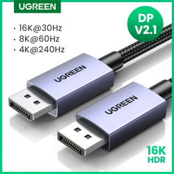 UGREEN-Cable Displayport de 16K DP2.1, 8K, 4K, @ 240Hz, Cable de vídeo y Audio para Xiaomi, TV Box, PC, Monitor de ordenador portátil, Cable DP