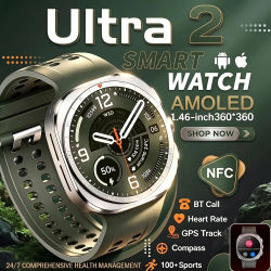 Reloj Inteligente 2026 Ultra 2 para Hombre, Carga Inalámbrica, Resistente al Agua IP68, Brújula, Llamadas Bluetooth, Monitor de Salud, 47mm