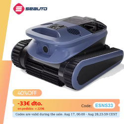Seauto SAT 40 Robot Limpiafondos para Piscinas, 240 Minutos de Autonomía, Función de Escalada de Paredes, Limpieza de Líneas de Agua, para Piscinas Empotradas de hasta 3200 Pies Cuadrados