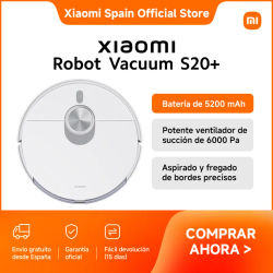 Oficial | Xiaomi Robot Vacuum S20+, Batería de 5200 mAh, Potente ventilador de succión de 6000 Pa, Aspirado y fregado de bordes precisos