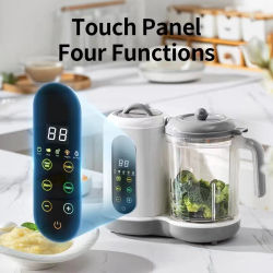Preparador de Comida para Bebés de 400 ml, Vaporera y Licuadora Eléctrica 2 en 1, Vaporización Automática, Picadora de Carne Multifuncional y Preparador de Purés para Comidas Saludables de Bebés y