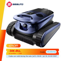 (Nuevo 2026) Aspiradora Robótica para Piscinas Seauto SAT 40, Limpieza de Línea de Agua, Navegación con Sonar IA, 240 Minutos de Autonomía, hasta 3,200 Pies Cuadrados
