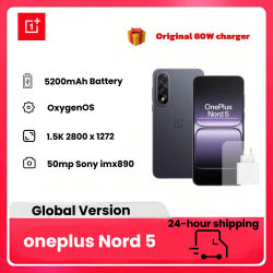 Teléfono Inteligente OnePlus Nord 5, Pantalla AMOLED de 6.83 Pulgadas, Snapdragon 8s Gen 3, Cámara Dual de 50 MP, Batería de 5200 mAh, con Cargador de 80 W