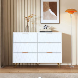 Anajqaqia Cómoda con 6 cajones, mueble auxiliar con mucho espacio de almacenamiento, mueble con cajones para dormitorio, sala de estar, color blanco