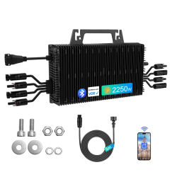Microinversor SUKFLOW 2250W, microinversor solar con WLAN y Bluetooth, IP67 resistente al agua, con cable de CA de 5m para alimentación de balcón p