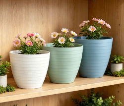 BLOOM-SET 3 Maceta plástico Flower POT Florencia Grande para Plantas Macetero Interior Terraza Balcon para Jardinería. Tiestos Jardineras para Flores y Arboles,Tamaños de 15, 18, 21, 25 y 30 cm de
