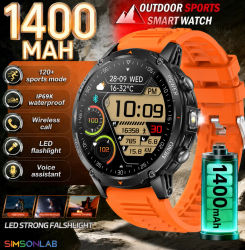 Reloj Inteligente Militar 2026 para Hombre, Batería Ultra Larga de 1400mAh, Resistente al Agua 10ATM, Llamadas Bluetooth, Linterna, Monitor de Ritmo Cardíaco, Fitness