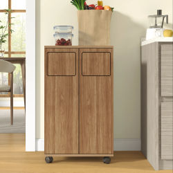 Gabinete con Ruedas para Clasificación de Basura, Contenedor de Basura para Cocina, Gabinete de Almacenamiento Oculto de Doble Puerta con Ruedas, Muebles para Cocina y Comedor