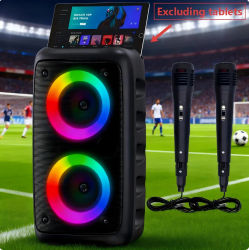 Altavoz Bluetooth para Fiestas en Casa con 2 Micrófonos Inalámbricos, Woofers Dobles de 3 Pulgadas, Radio FM, USB/TF, TWS, Batería de 2400 mAh