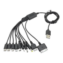 Cable USB universal 10 en 1, cable de carga múltiple, Compatible con múltiples teléfonos móviles, auriculares Bluetooth, altavoz, reproductor MP3 y más