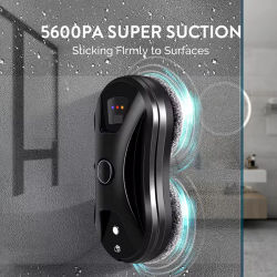 Robot Limpiacristales Automático con Pulverización Ultrasónica de 5600Pa, Control Remoto por Aplicación y Físico, Limpiador de Vidrios Eléctrico con Planificación Automática de Rutas en Forma de Z
