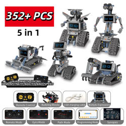 Bloques de construcción 5 en 1 MOC, aplicación técnica programable, Control remoto, Robot deformado, vehículo RC, excavadora, Bulldozer, juguetes de ladrillos