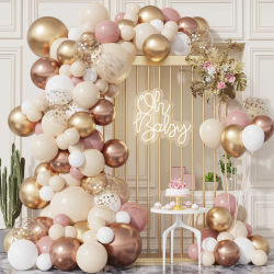 Kit de arco de guirnalda de globos de oro rosa, confeti, globos de látex, decoración para fiesta de cumpleaños y boda, suministros para fiesta de Baby Shower para niños
