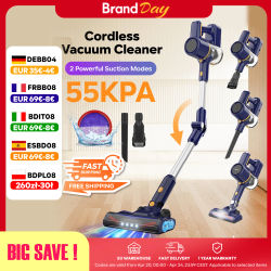 55KPa Aspiradora sin Cable Potente 40min Batería 8*2200mAh Tubo Plegable LED Escoba Eléctrica para Suelos Alfombras Coche
