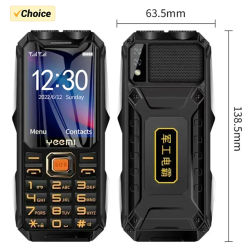 YEEMI Q8 GSM 2G teléfono resistente batería grande linterna Dual pantalla HD de 2,6 pulgadas doble SIM teléfono móvil botón grande teléfono móvil SOS