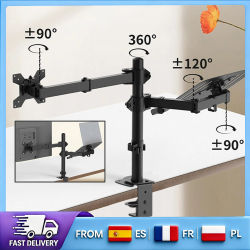 Soporte Ajustable para Monitor y Portátil, Ergonómico, Alivia la Presión en Cuello y Espalda, Gestión de Cables, Compatible con Pantallas de 13 a 27 Pulgadas