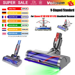 Cabezal de cepillo rodante para aspiradora Dyson V7 V8 V10 V11 V15 G5, cepillo suave con luz LED, fibra de carbono antiestática, rotación flexible 180°, fácil de limpiar para suelos y alfombras