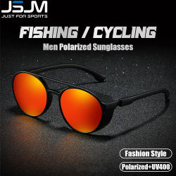 JSJM 2022 Nuevas Gafas de Sol Polarizadas de Moda para Hombre, Marca de Lujo, Diseño Redondo Clásico, Gafas de Sol para Conducir y Pescar, Protección UV400
