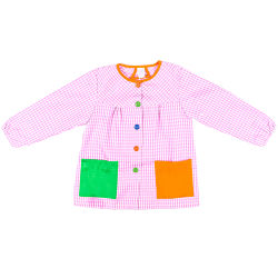 Bata Escolar Infantil Baby Cuadros Multicolor Unisex niño niña Babi Guardería Colegio Botones Varios Tallas Colores