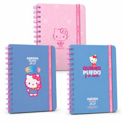 Oficial Sanrio Agenda Escolar Hello Kitty 2026-2027 | Formato A5 Día Página Tapa Dura | Incluye Stickers, Carpeta y Notas | Organizador Diario para Niñas y Estudiantes