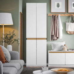 SoBuy KSB01-W armario con 2 puertas armario alto mueble de cocina mueble de almacenamiento con 5 compartimentos mueble multiusos