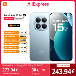 Xiaomi Redmi Note 15 Pro 5G Versión Global 256GB/512GB MTK Dimensity 7400-Ultra Pantalla AMOLED 6,83" 1.5K, 120Hz, 200MP, IP68, NFC, Sin Cargador