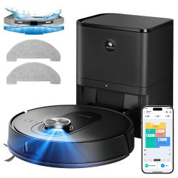Aspiradora y Mopa Robótica Proscenic Q8 Max+ con Succión Potente de 8000Pa, 200 Minutos de Autonomía, Batería de 3200mAh, Estación de Autovacío de 60 Días, Bolsa de Polvo de 3L, Navegación Láser LDS