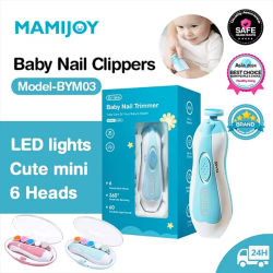 MAMIJOY cortaúñas eléctrico para bebés, cortauñas con luz LED para bebés, juego de cuidado del bebé, ajuste de velocidad de 4 velocidades con poco ruido