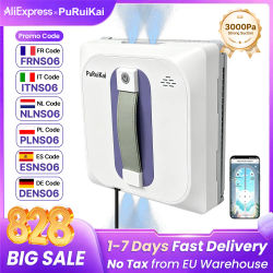 Robot Limpiacristales Automático PuRuiKai window4 con Pulverizador de Agua, Control Remoto, Limpiador de Vidrios Eléctrico para el Hogar, 2500Pa