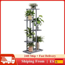 Soporte de Metal de 5 Niveles para Plantas, 6 Macetas, Estante para Flores de Hierro Resistente a la Oxidación, Estante para Plantas de Alta Resistencia, Soporte de Exhibición para Interiores,