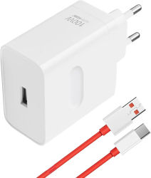 Cargador rápido 100W con cable rojo USB-C 1 m compatible con OnePlus / OPPO / Realme – GaN PD EU