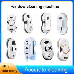 Máquina para limpiar ventanas, robot automático para limpiar ventanas con pulverizador, limpiador de vidrios inteligente con fuerte succión de 3800-5600 Pa, con control remoto y varilla de extensión