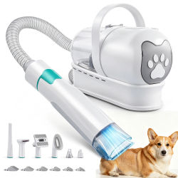Aspiradora para Peluquería Canina y Kit de Aseo para Mascotas de 10000 Pa/13000 Pa con Depósito de Polvo de 1L de Mayor Capacidad y Cepillo para Perros