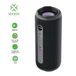 Altavoz Bluetooth WOOX con Luces RGB Dinámicas, Función TWS para Sonido Estéreo Envolvente, Batería de Duración (Hasta 8h)