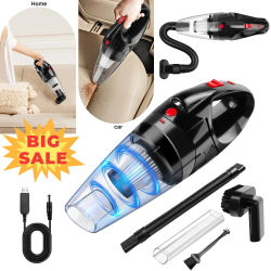 Aspiradora de mano inalámbrica, aspiradora portátil para automóvil con fuerte succión, filtro HEPA y luz LED, mini aspiradora recargable para el hogar, automóvil y oficina
