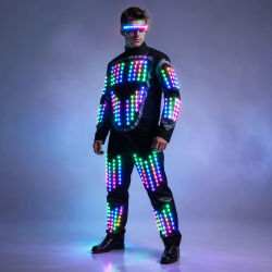 Traje de Robot de cultivo LED a todo Color, disfraz para hombre, ropa intermitente luminosa LED, Ropa de baile para discotecas nocturnas, suministros para fiestas y eventos y Bar